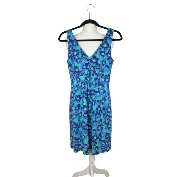 Lilly Pulitzer Dresses & Skirts - Lilly Pulitzer Silk Cotton Floral V-Neck Shift Dress Blue Green‎ Small 2114